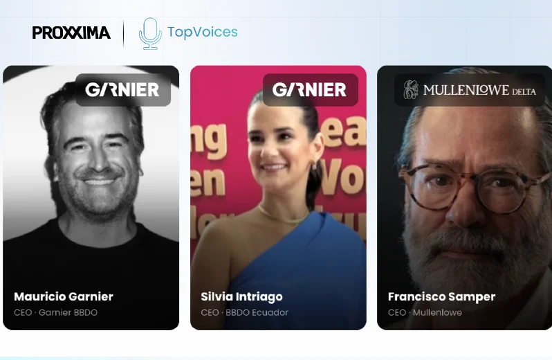 Mauricio Garnier, Silvia Intriago y Francisco Samper en Top Voices LATAM