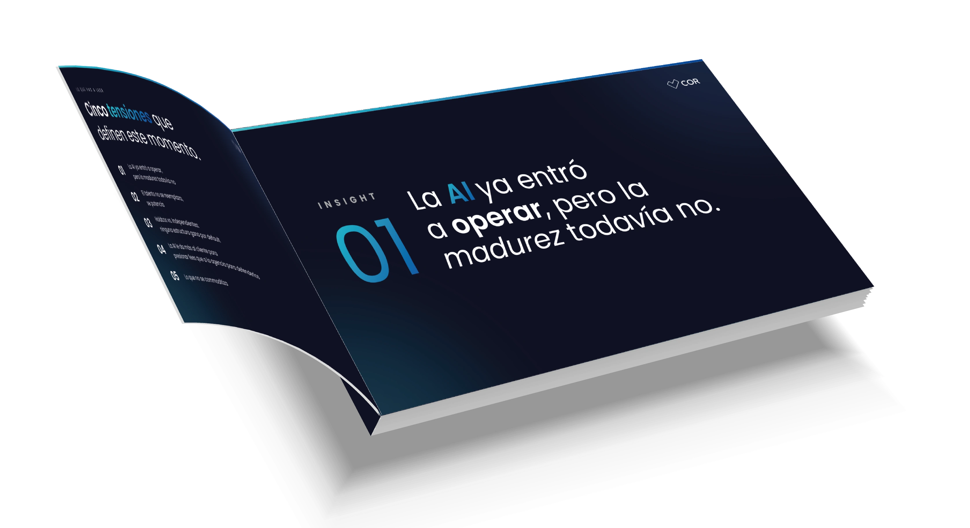Mockup del ebook 5 insights que nos llevamos de Cannes, abierto en el insight 01